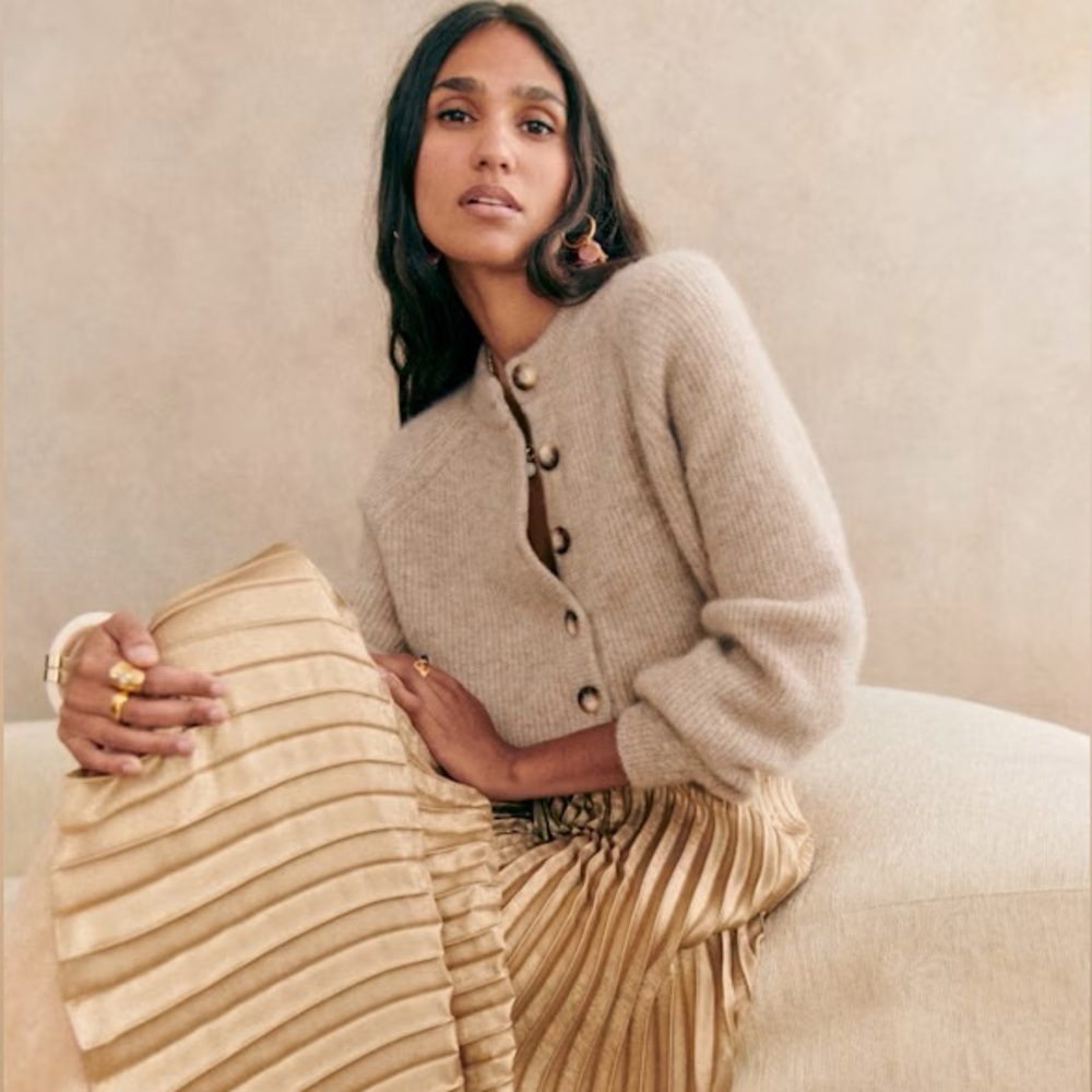 Sezane Othello Cardigan Light Beige